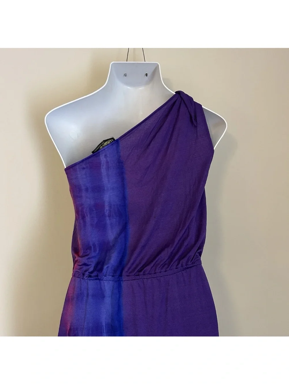 Vintage Whispers Nightgown Goddess Medium (10) purple gradient one shoulder tie